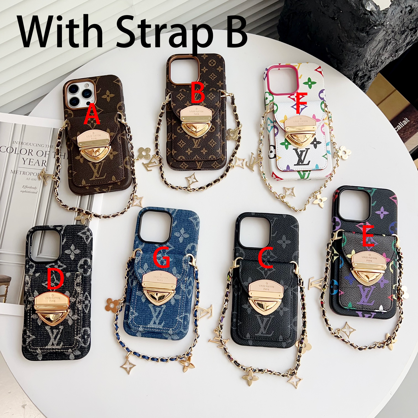 附卡袋的奢華斜挎iPhone手機殼 & 可拆卸肩帶