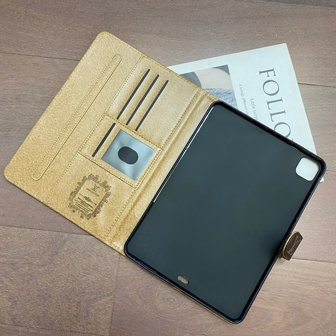 豪華iPad保護套帆布Monogram皮革清新夏日主題圖案