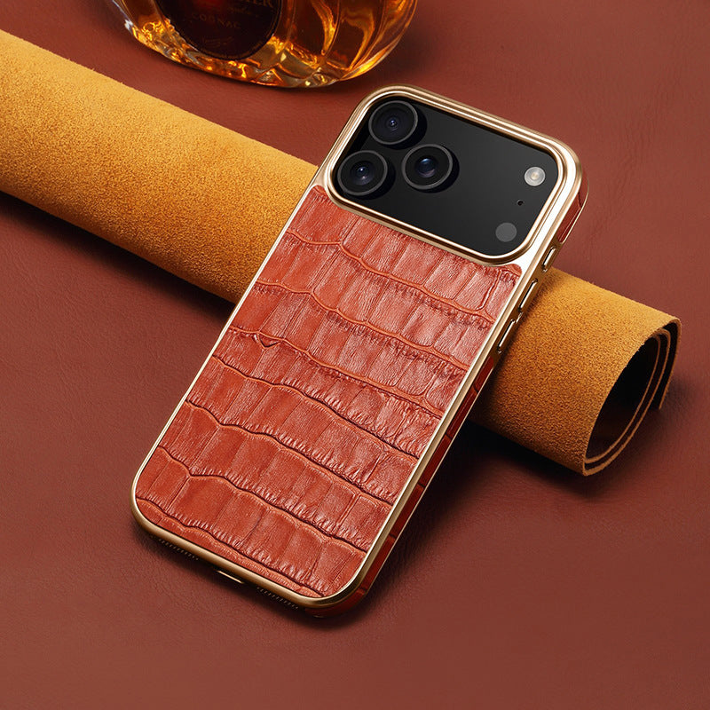 Croc-dombornyomott bőr tok iPhone tokhoz