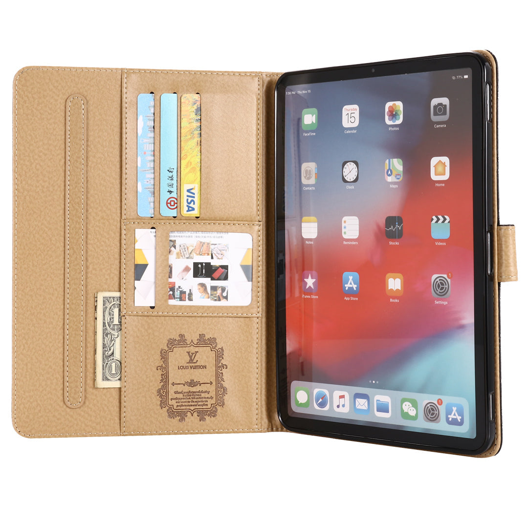 3D præget lærred Monogram hylster Apple iPad Flip Cover med stativ funktion
