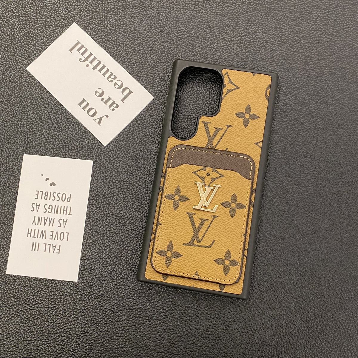 三星 GALAXY 小巧男式手機殼 字母圖案帆布卡包