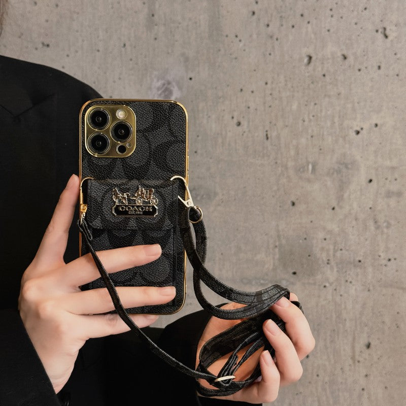 Coa 카드백 가죽 체인 아이폰 케이스
