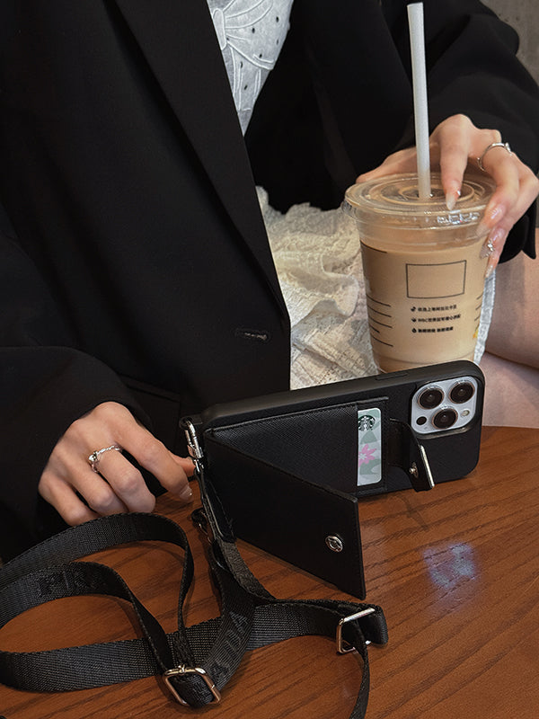 Pra 크로스바디 가죽 아이폰 케이스