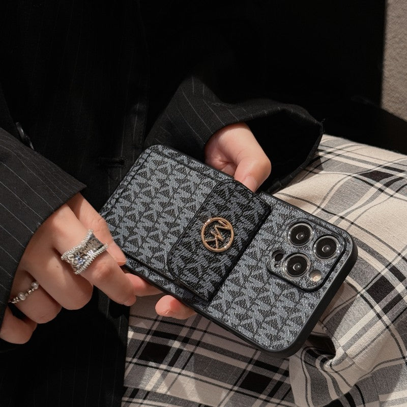 Borsa per carte MK Custodia dorata per iPhone