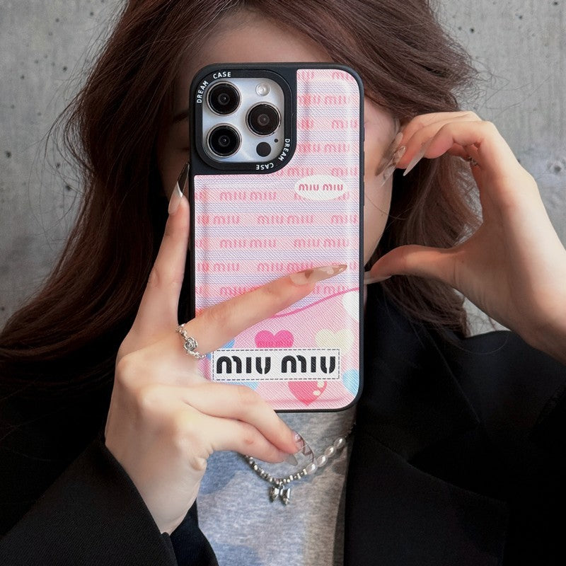 Miu Green & Custodia in pelle rosa per iPhone