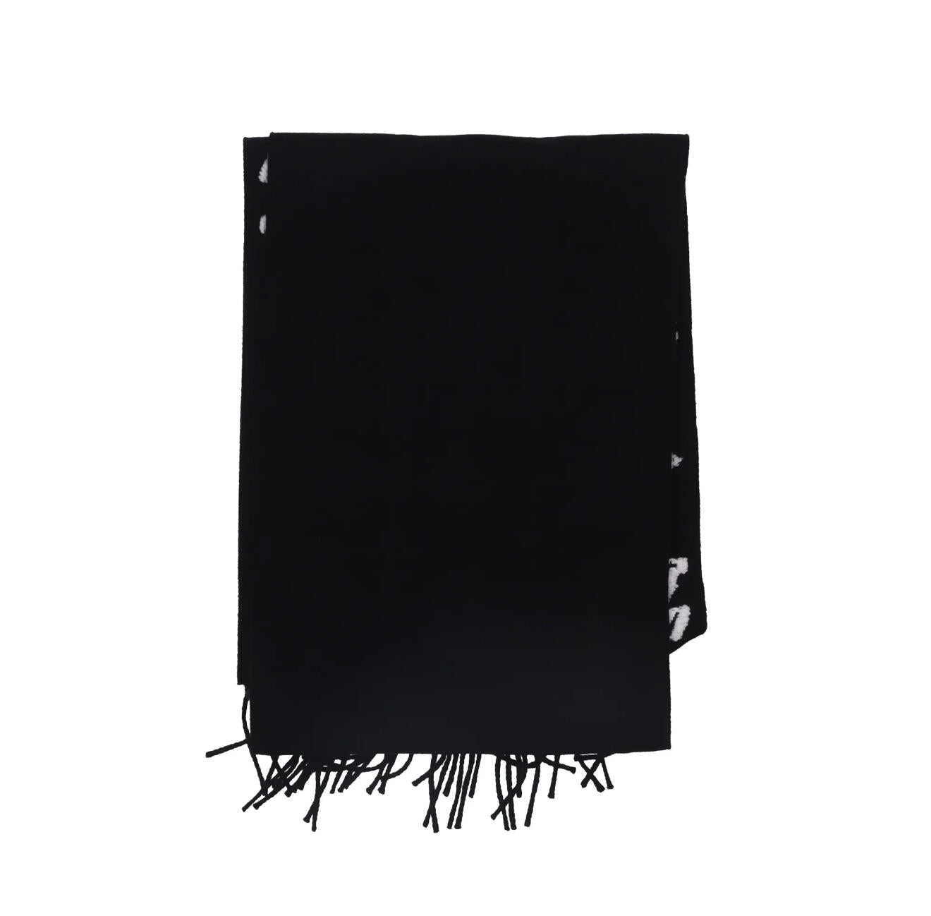 Μαύρο και άσπρο γεωμετρικό σχέδιο πλεκτό κασκόλ, θερμικό σάλι με κρόσσια