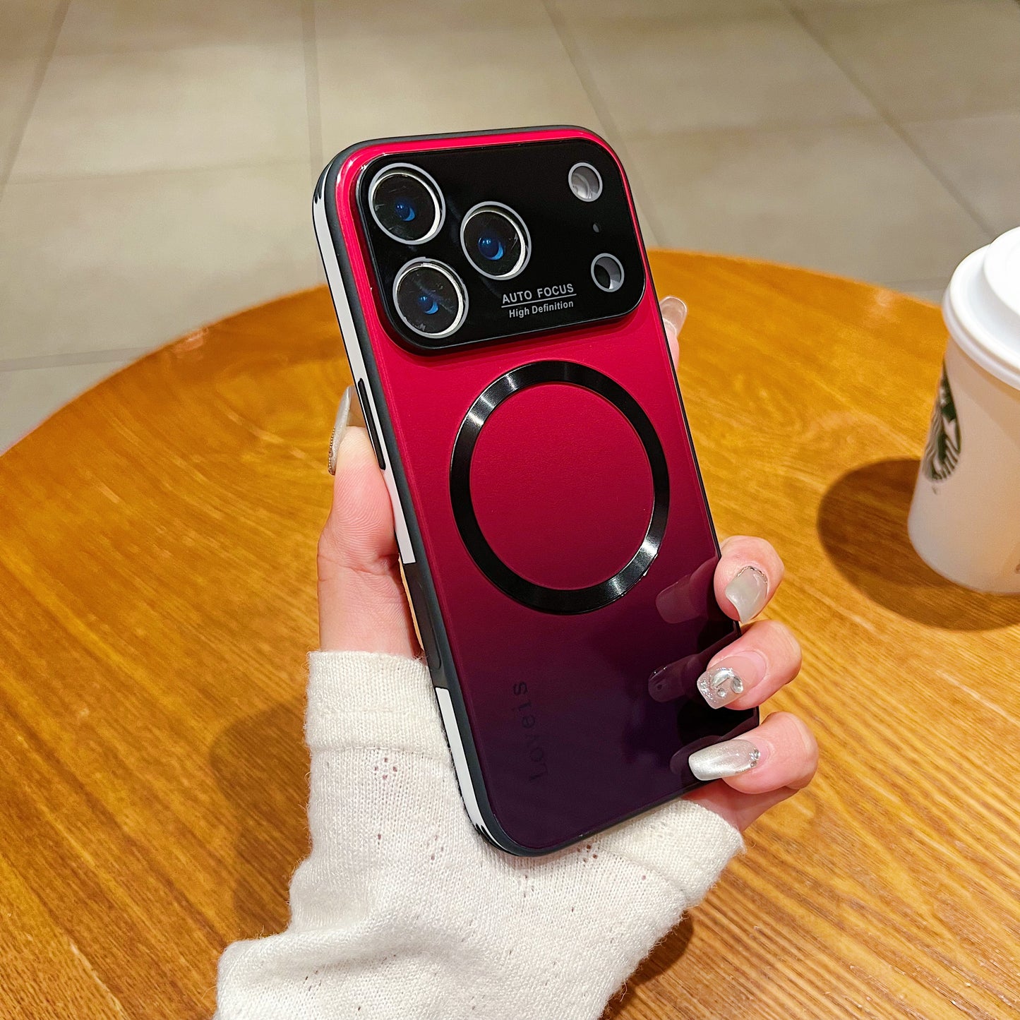 Capa de telefone gradiente magnético MagSafe com proteção de lente