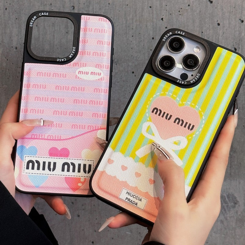 Miu Green & Custodia in pelle rosa per iPhone