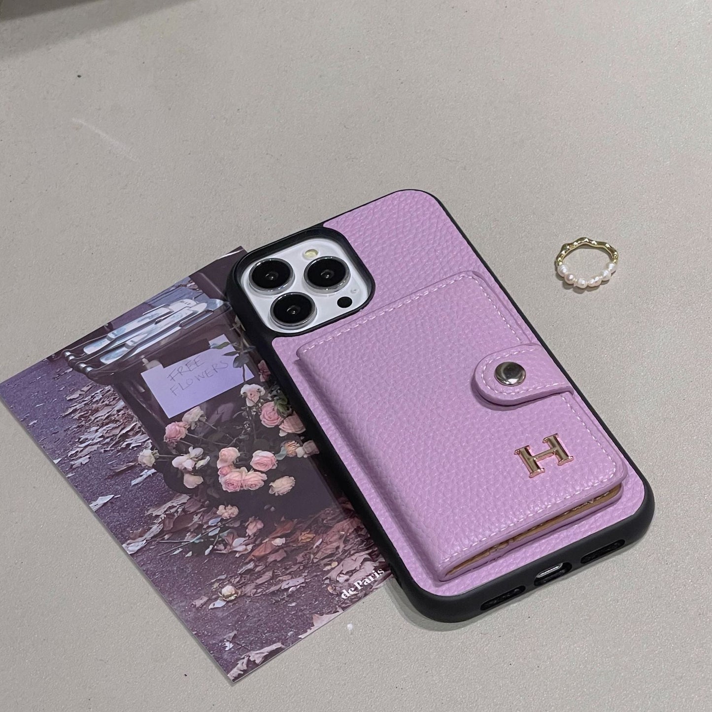 H Kožený držák karet na iPhone