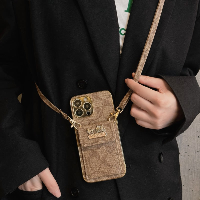 Coa 카드백 가죽 체인 아이폰 케이스