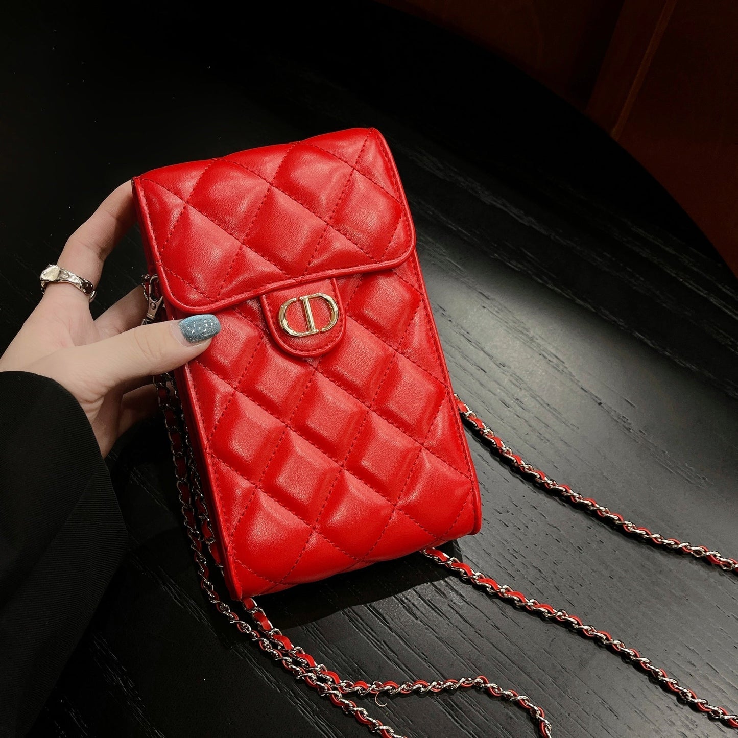 斜挎皮革手機包