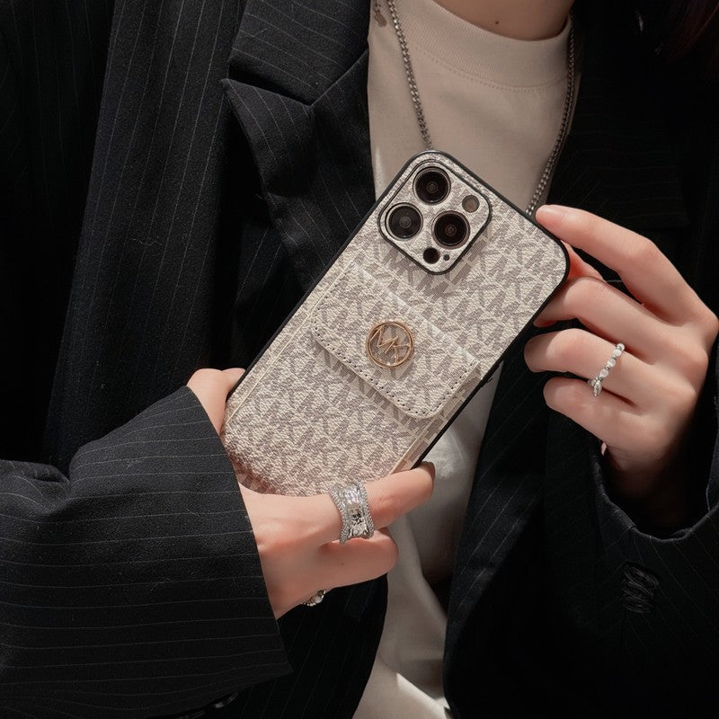 Borsa per carte MK Custodia dorata per iPhone
