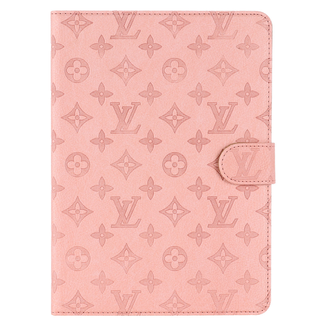 3D præget lærred Monogram hylster Apple iPad Flip Cover med stativ funktion