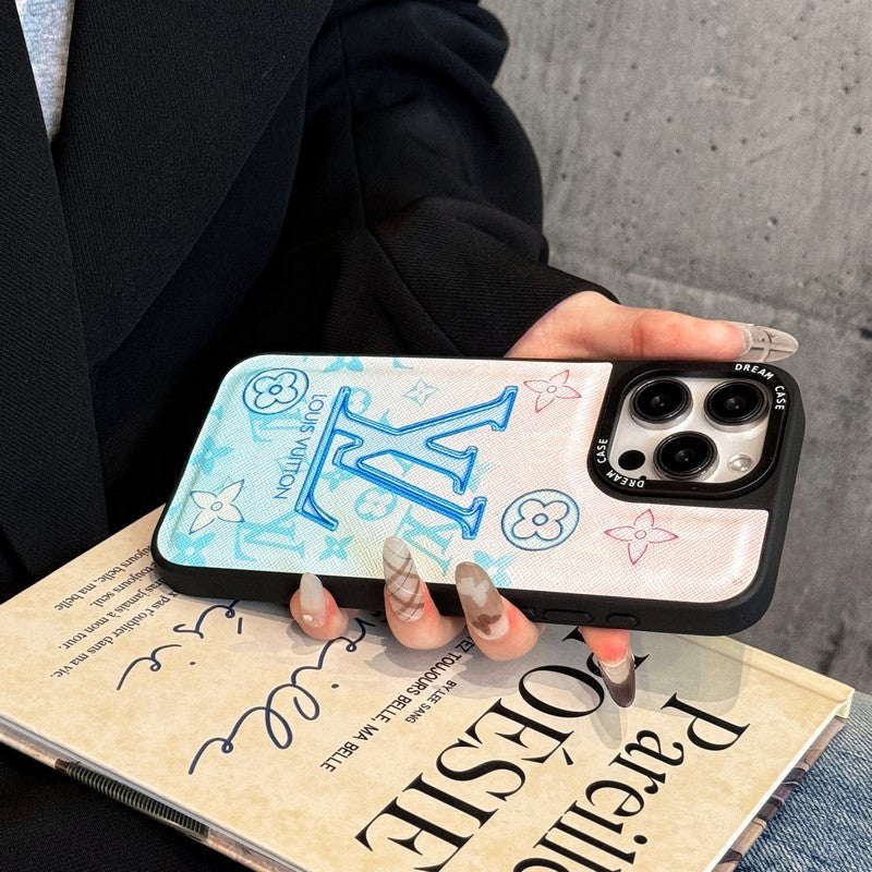 Modré kožené pouzdro na iPhone Lou