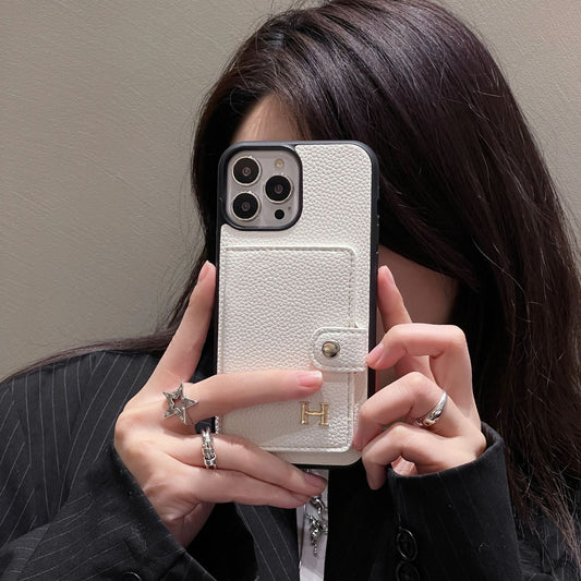 H Kožený držák karet na iPhone