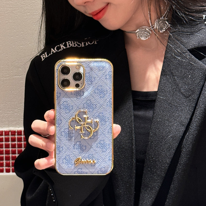 Leren iPhone-hoesje met Gue-logo