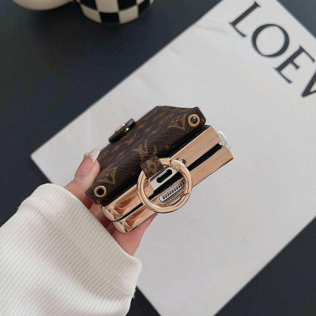 豪華電鍍字母組合卡包斜挎包三星 Z 折疊包