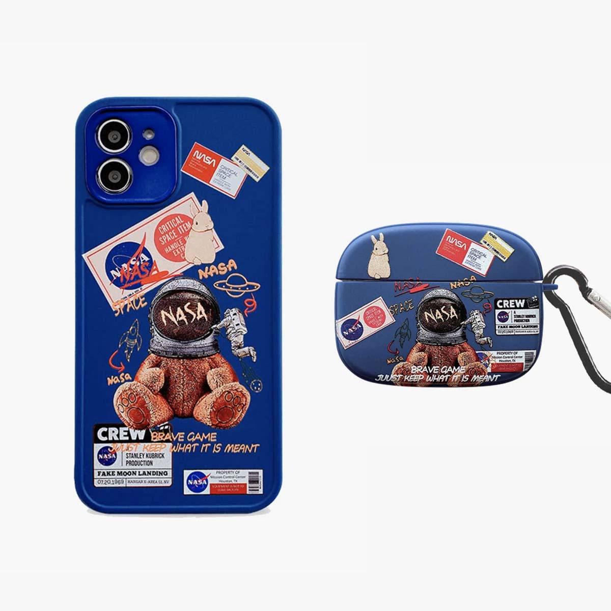 Telefone Astronauta Azul de Edição Limitada & Estojo para AirPods | Pacote com 2