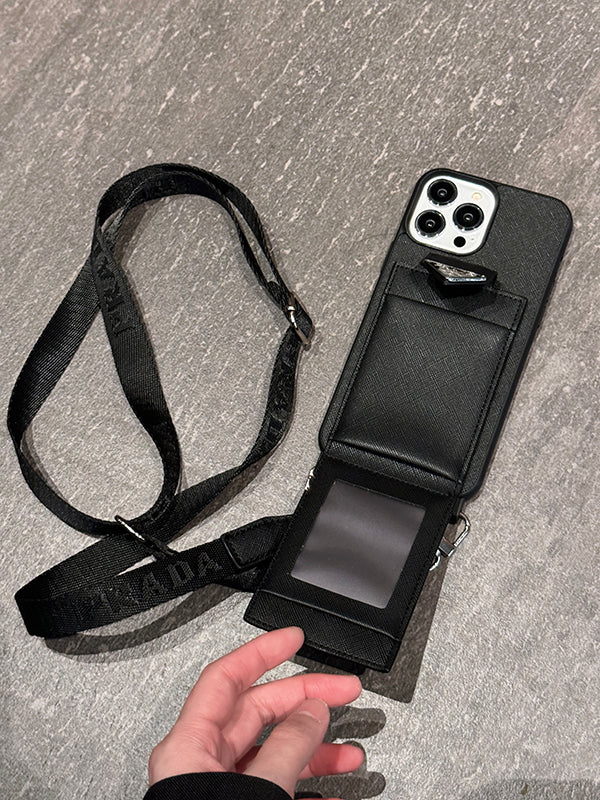 Pra 크로스바디 가죽 아이폰 케이스