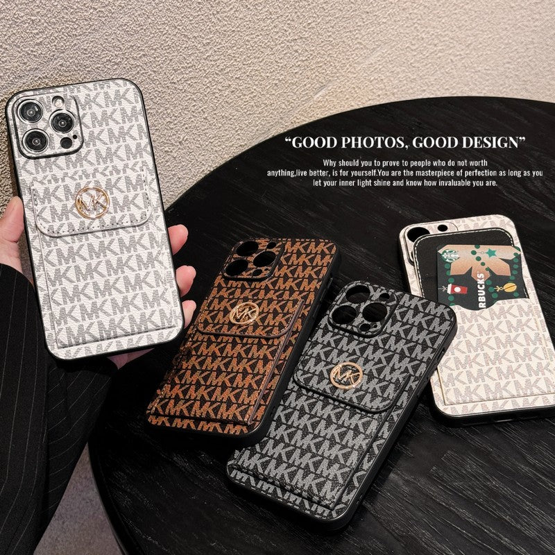 Borsa per carte MK Custodia dorata per iPhone