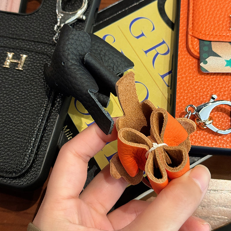 H-kaarthouder leren iPhone-hoesje met hanger