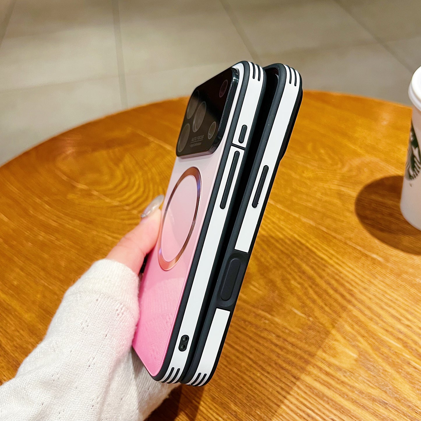 Capa de telefone gradiente magnético MagSafe com proteção de lente