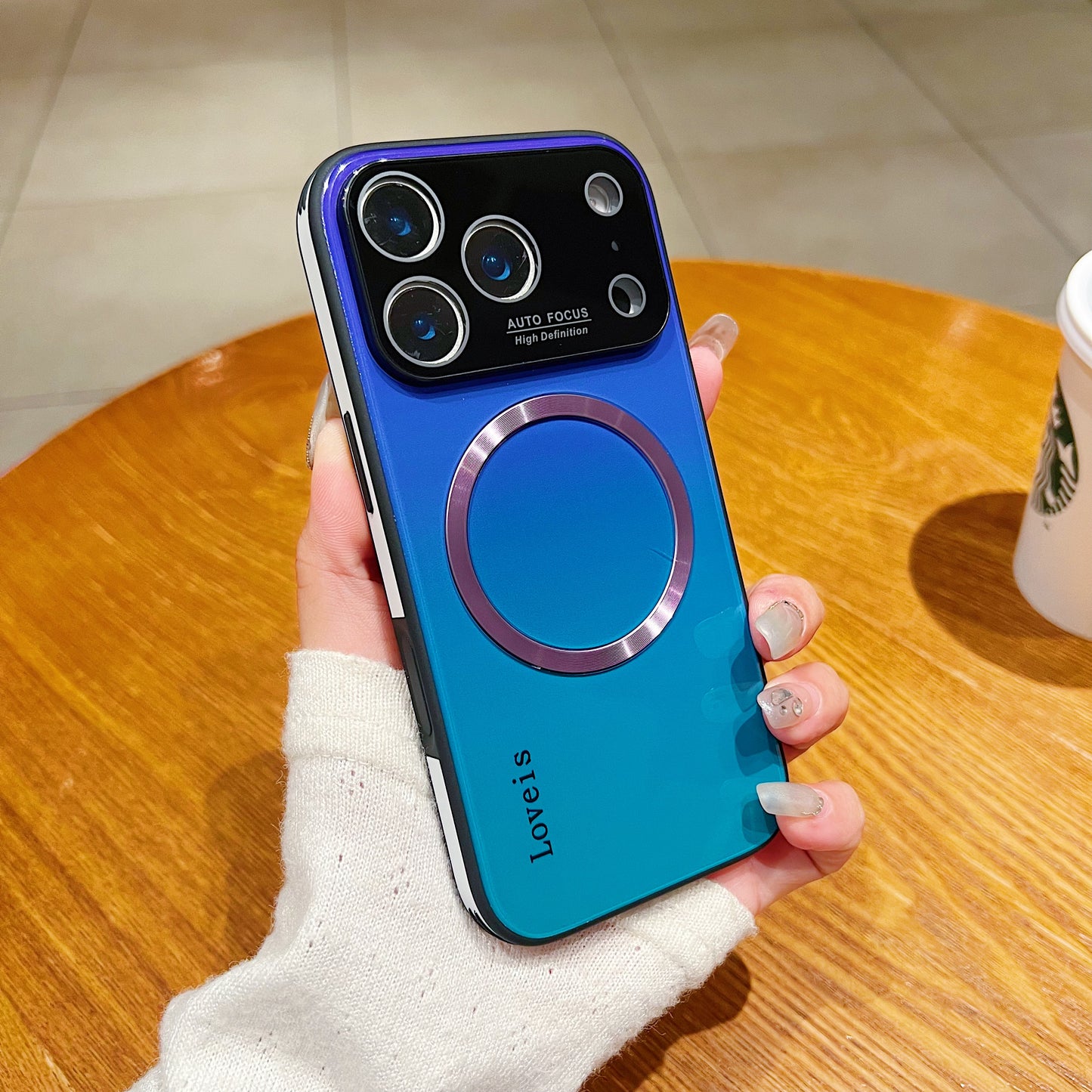 Capa de telefone gradiente magnético MagSafe com proteção de lente