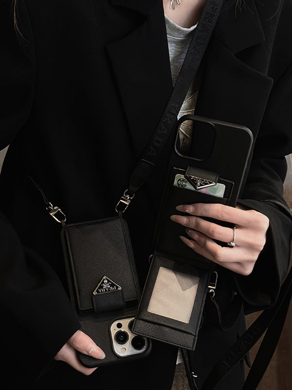 Pra 크로스바디 가죽 아이폰 케이스