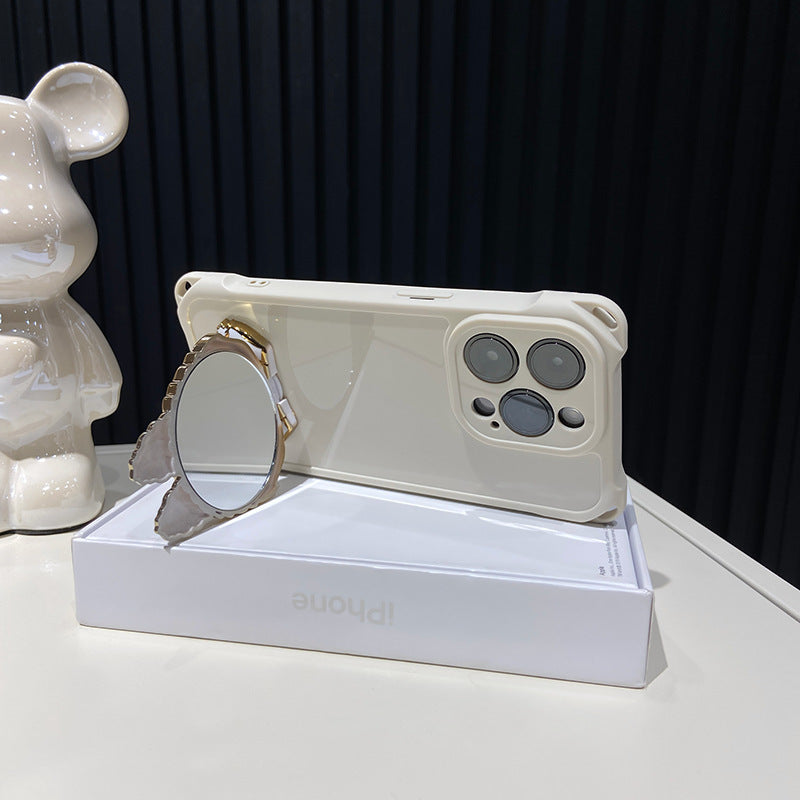 Capa dura para iPhone Labubu Mirror Kickstand – Espelho giratório | Design à prova de choque