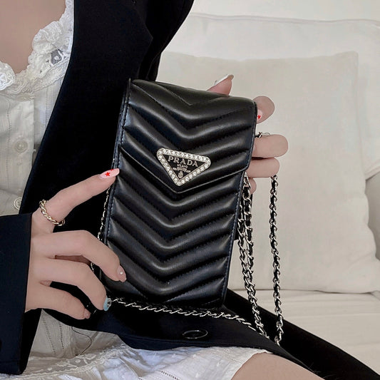 斜挎皮革手機包