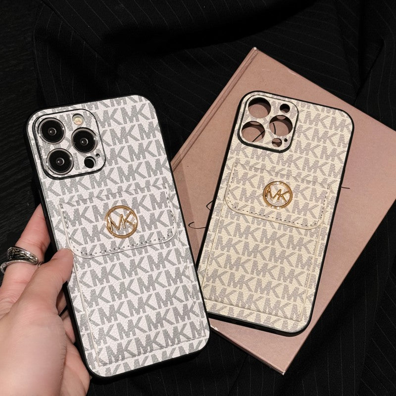 Borsa per carte MK Custodia dorata per iPhone