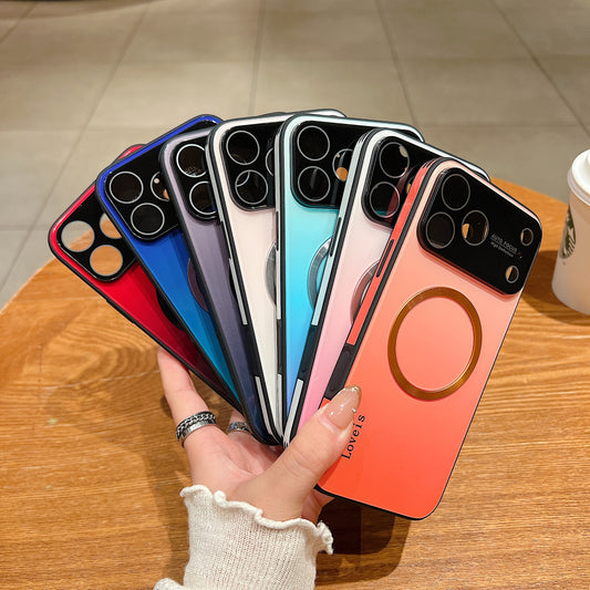 Capa de telefone gradiente magnético MagSafe com proteção de lente