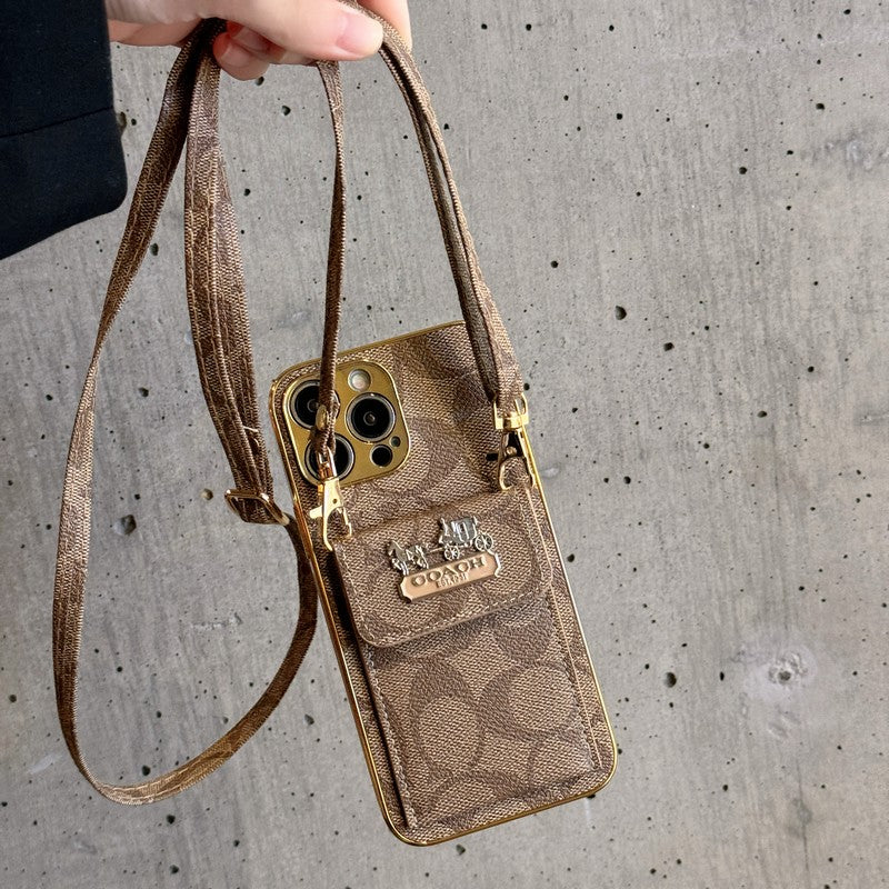 Coa 카드백 가죽 체인 아이폰 케이스