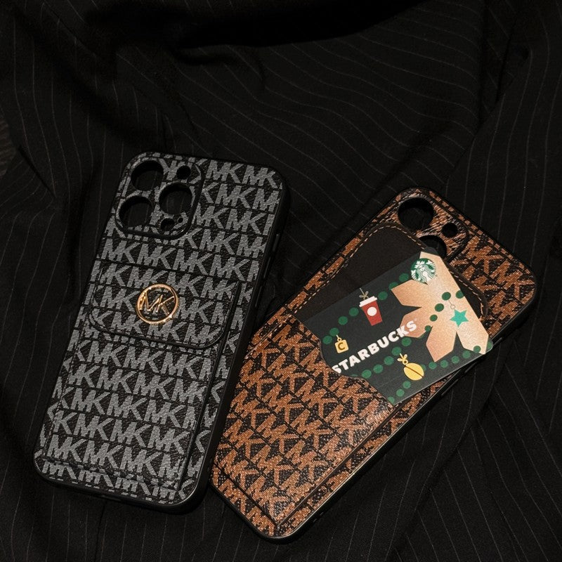 Borsa per carte MK Custodia dorata per iPhone