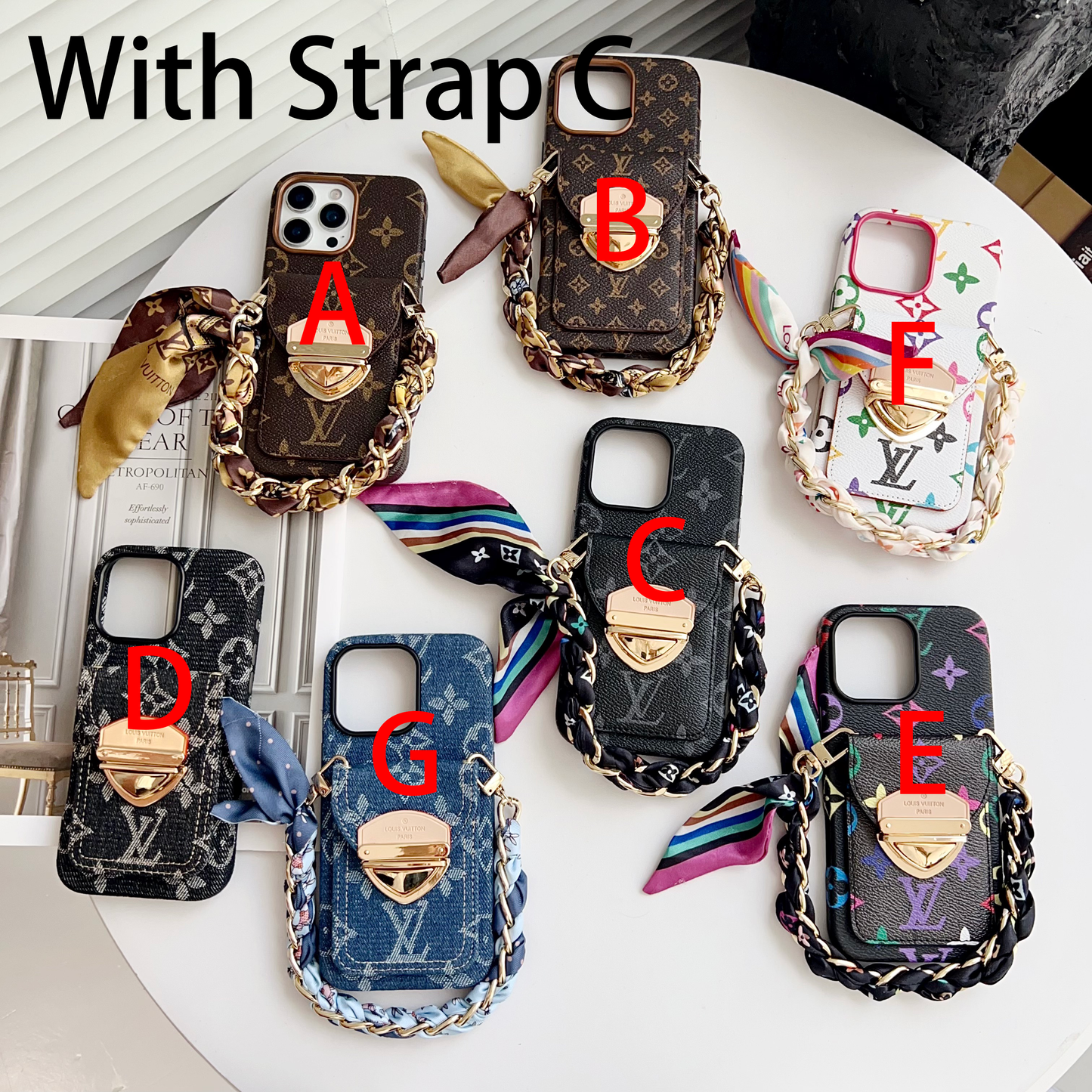 附卡袋的奢華斜挎iPhone手機殼 & 可拆卸肩帶