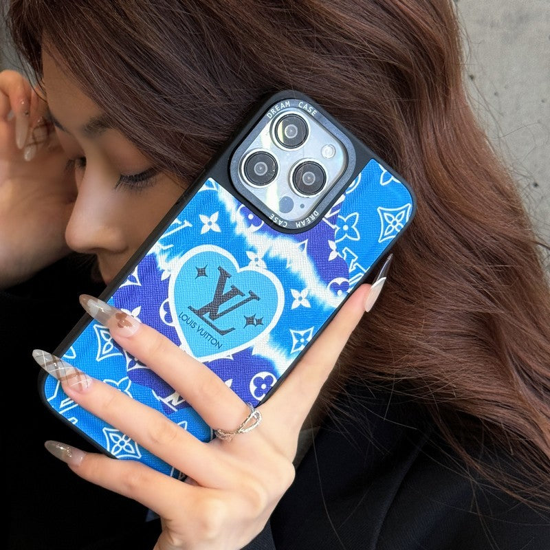 Modré kožené pouzdro na iPhone Lou