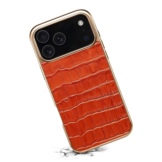 Étui en cuir gaufré croco pour iPhone