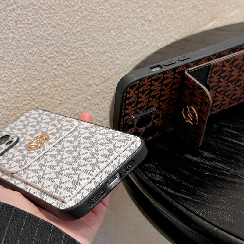 Borsa per carte MK Custodia dorata per iPhone