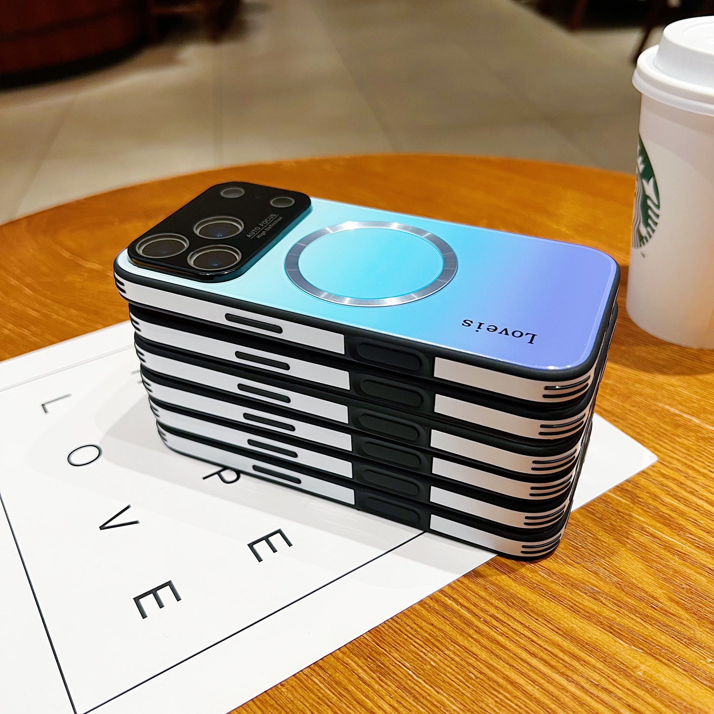 Capa de telefone gradiente magnético MagSafe com proteção de lente