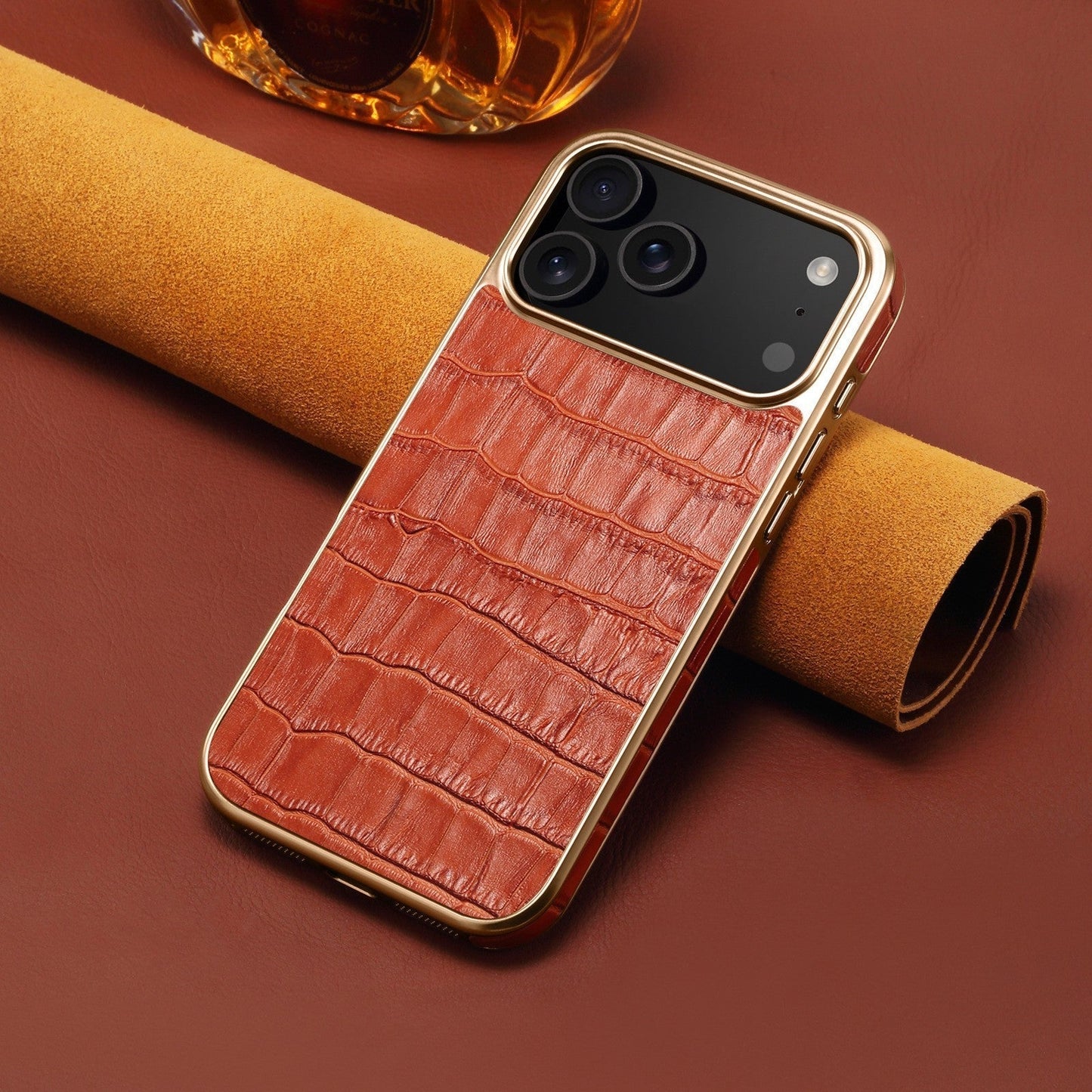 Croc-dombornyomott bőr tok iPhone tokhoz