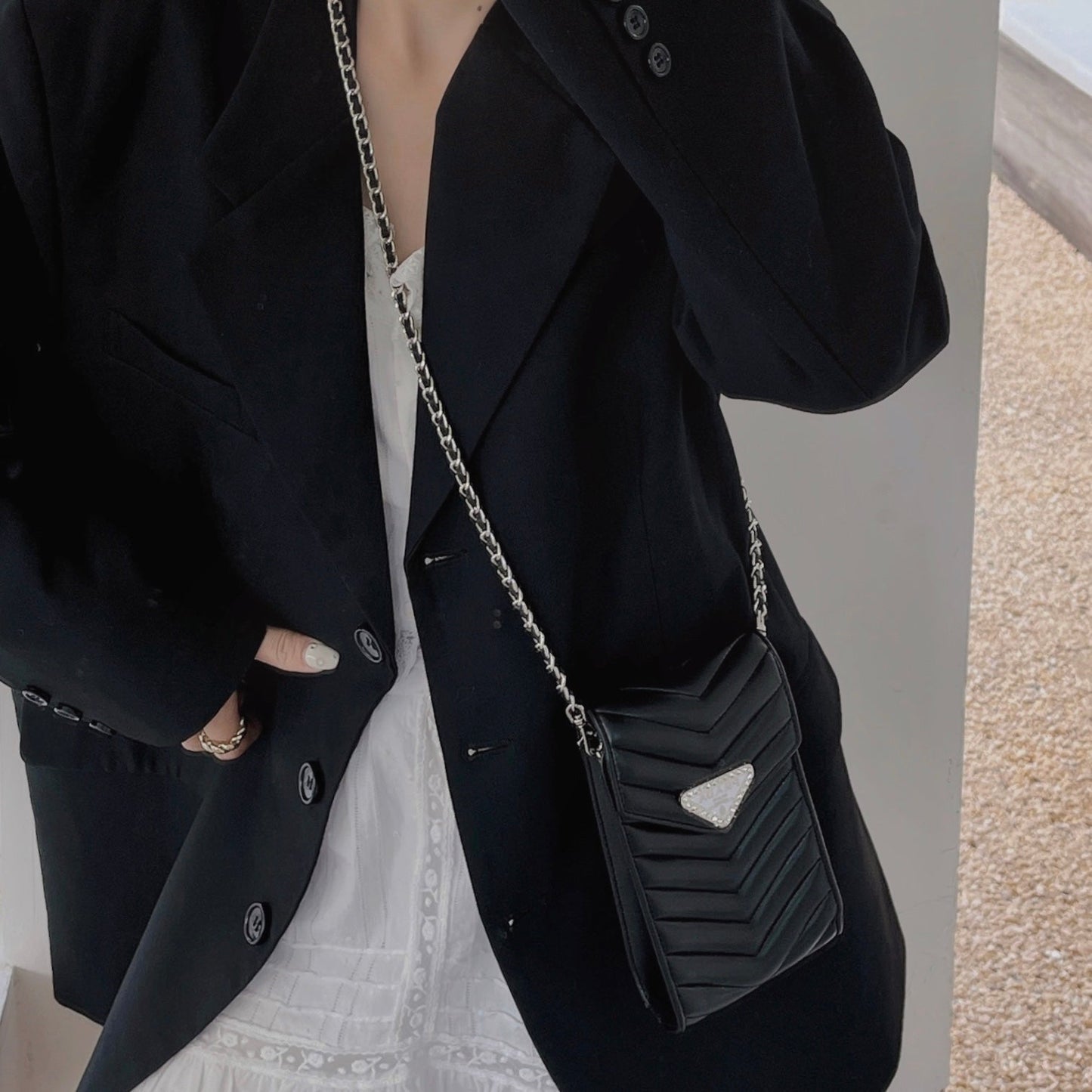 斜挎皮革手機包