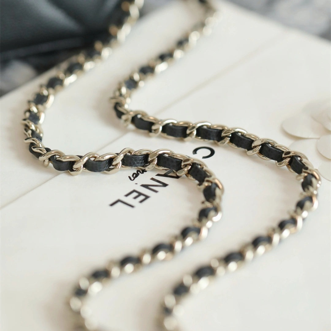 Black Quilted Mini Vanity Bag with Gold Chain