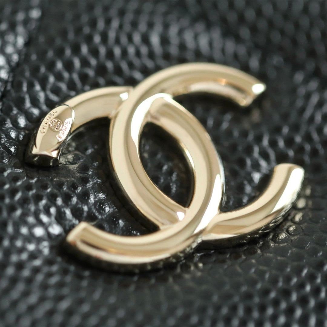Black Quilted Mini Vanity Bag with Gold Chain