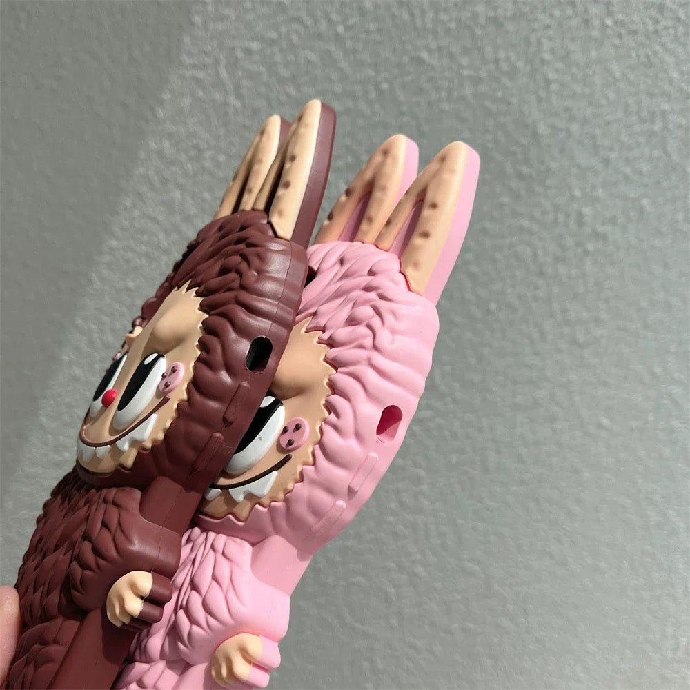 Capa de silicone bonito Labubu Zimomo dos desenhos animados | Rosa Marrom - Capa para iPhone