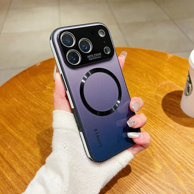 Capa de telefone gradiente magnético MagSafe com proteção de lente