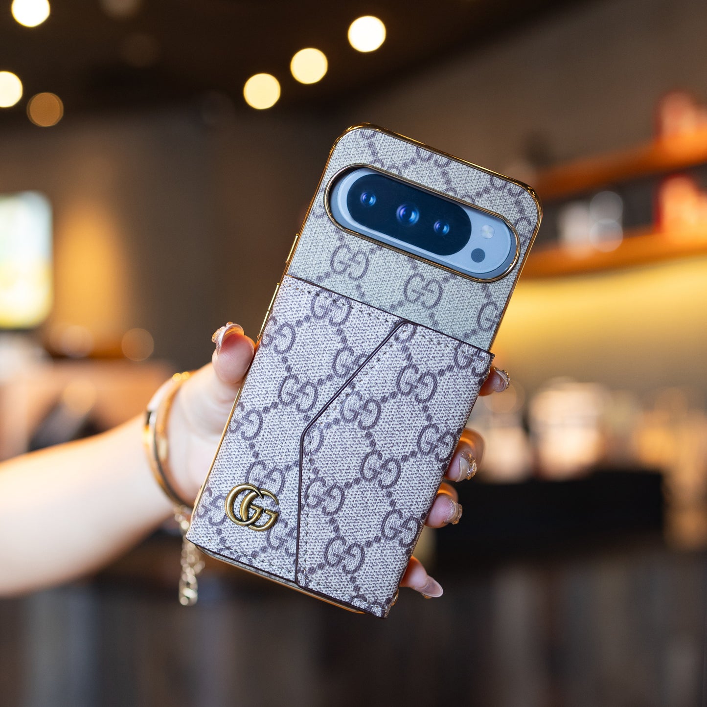 Luxe Google Pixel-telefoonhoesje in kaarthouderstijl