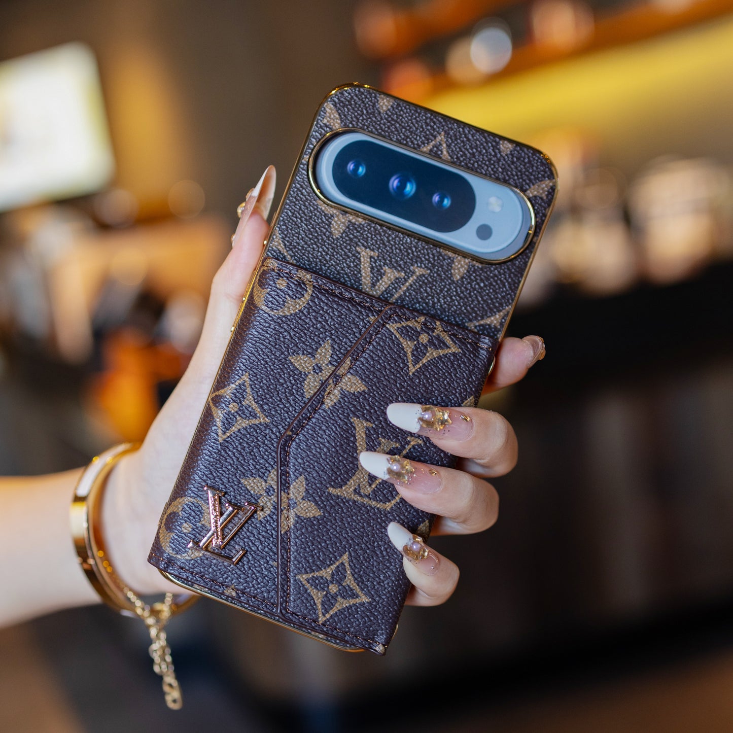 Luxe Google Pixel-telefoonhoesje in kaarthouderstijl