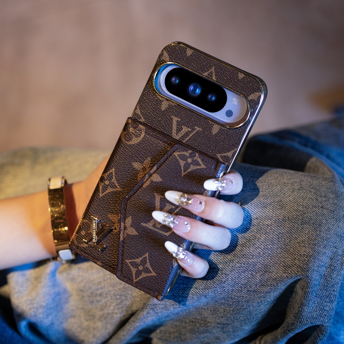 Luxe Google Pixel-telefoonhoesje in kaarthouderstijl