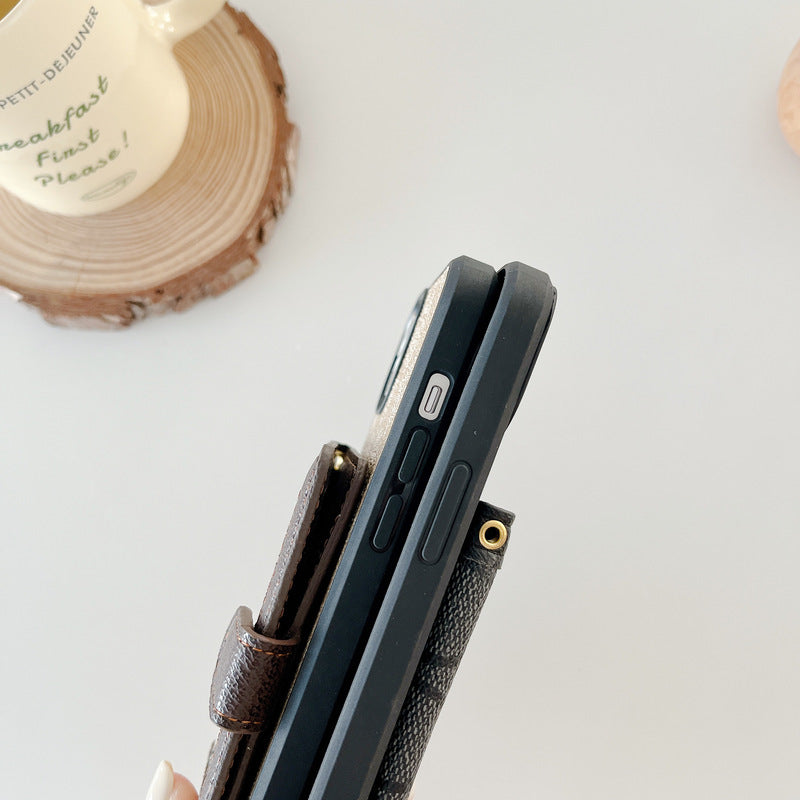 Capa Coach para iPhone com carteira e alça crossbody preta -XK240402