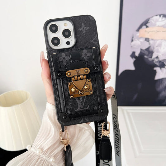 Lou Black & Hvidt crossbody-etui med kæde til iPhone